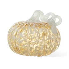 Glitzhome Fall Glass Pumpkin Decor Hand Blown 5" Amber Amber glass pumpkin