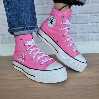  Converse Chuck Taylor Lift Hi Canvas Sz 8 Women's Shoes Sneakers Pink A08216F