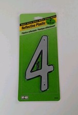 Hy-Ko 4 4" Reflective Plastic House Number With Nails Silver Black Part 30604