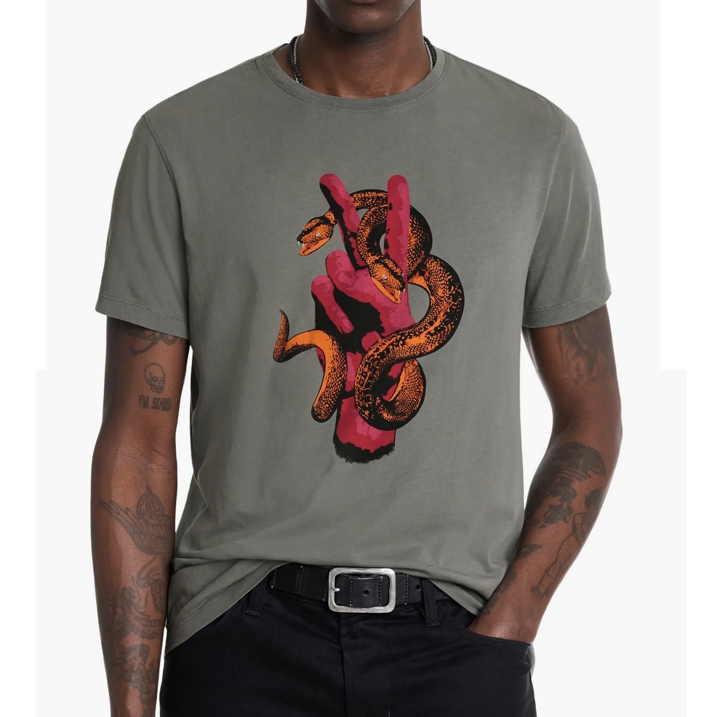 John Varvatos Red Peace Snake Graphic Crew 14290₽