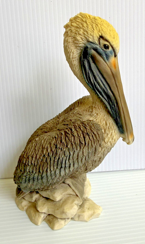 Vintage 1991 Signed CASTAGNA Pelican Figurine Resin Bird Statue Italy NAUTICAL
