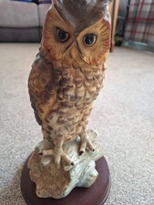 Large Leonardo Collection Vintage Pottery Long Eared Owl Ornament With Plinth