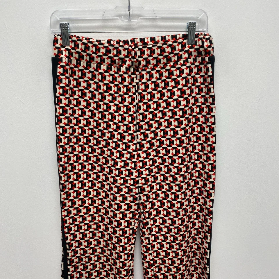 Pantalones de tiro alto Maeve Anthropologie para mujer negros rojos estampado geográfico M Foto 4 de 4