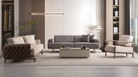 Modernr Helle Sofagarnitur 3+3+1 Set Designer Wohnzimmer Sitzer 3Tlg