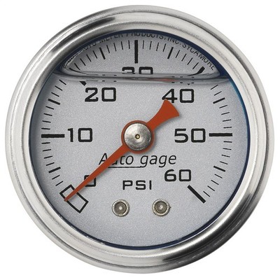 Auto Meter Fuel Pressure Gauge 2179; 0-60psi 1-1/2 in. Silver/Blk, Liquid Filled