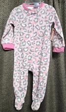 Kidgets Pink Cheetah Print Full Zip Up Footie Sleeper 3/6 Months NWT