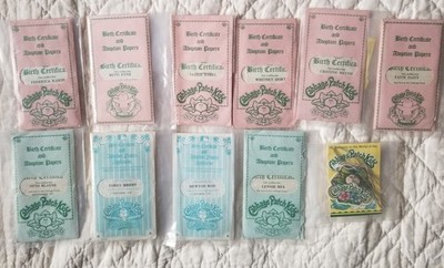 Vintage Lot Of 10 Cabbage Patch Adoption Papers+ Receipts Factory Tags & Ties