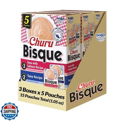 INABA Churu Bisque for Cats, Creamy Lickable Purée Side Dish with Vitamin E, 