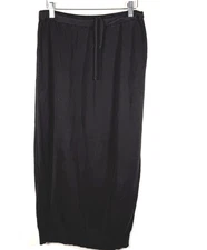 Joan Vass Midi Skirt Sz 3 = 16/18 Black Knit Cotton Preppy Dark Academia  Base