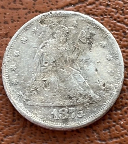 1875 P Seated Liberty Silver Twenty 20 Cent Piece- Philadelphia weathered