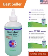 8oz Dentahex Oral Hygiene Rinse for Dogs & Cats - Tartar Control & Fresh Breath