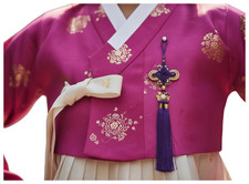 Korean Norigae Tassel - Double-Sided Butterfly Charm - Purple 28cm