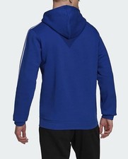 Adidas Mens Fleece Lined Hoodie Sweatshirt Size Large Royal Blue Three Stripe