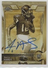 2015 Topps Chrome Rookies Gold Sepia Refractor 39/100 Justin Hardy #149 Auto i6j