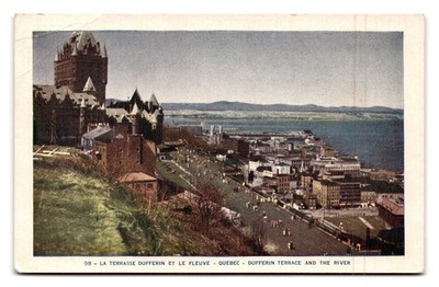 Vintage Quebec Dufferin Terrace and River Scenic Postcard