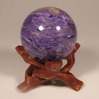 40mm Purple CHAROITE Gemstone Sphere Ball w/ Stand Yakutia Russia