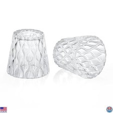 Textured Glass Lamp Shades - Decorative Pattern, 1-5/8" Fitter, Cylinder Globe