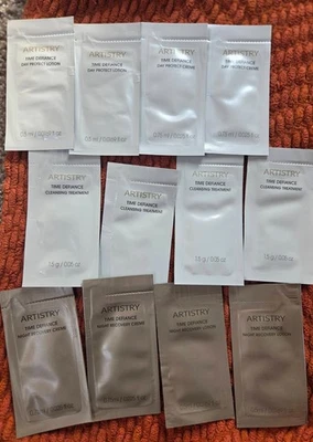 Lot 12 ARTISTRY samples Time Defiance Day Protect /Cleansing/Night lotion Amway - Image 1 of 4