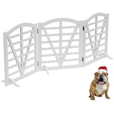 Foldable Wooden Dog Gate Freestanding Pet Gate for Dogs,3Pane 23.6" Height