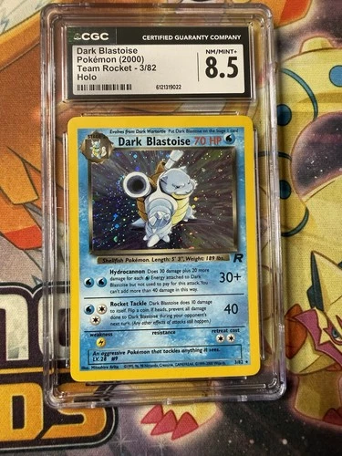 2000 Pokemon Team Rocket Unlimited Dark Blastoise Holo Rare 3/82 CGC 8.5