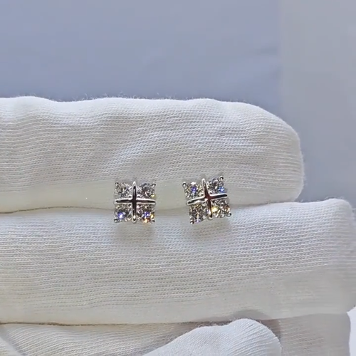 Full Real Moissanite Men Stud Earrings Women Jewel 925 Sterling Silver VVS1 GRA - Video 1 of 1