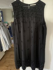 ladies size 14 Evening Shift  Dress Black Sequins Knee Length George Vgc
