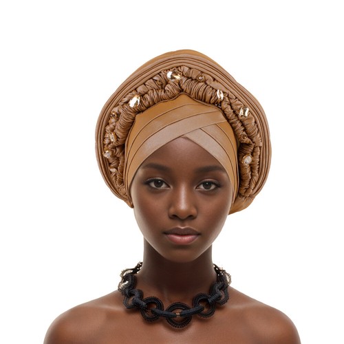 Aso Oke Corbata Africana Auto Gele Boda Mujeres Hijab Gorra Cabeza Envoltura Turbante Sombrero - Imagen 30 de 36