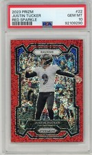 2023 Panini Prizm Red Sparkle #22 Justin Tucker PSA 10