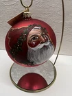 CHRISTINA’S WORLD ORNAMENT - Made In Poland, NWT, Santa W/poinsett, Hand Painted