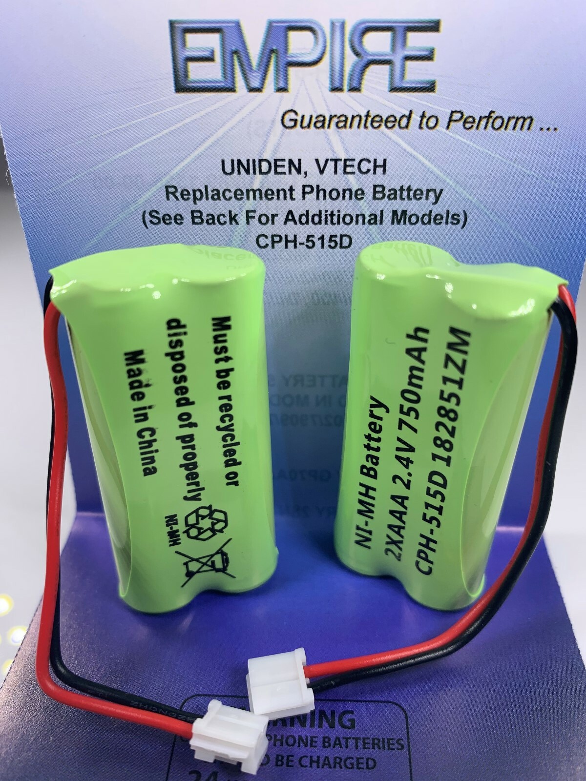 2 Pack CPH515D 2.4V 750mAh Phone Battery for Clarity BT184342 FREE