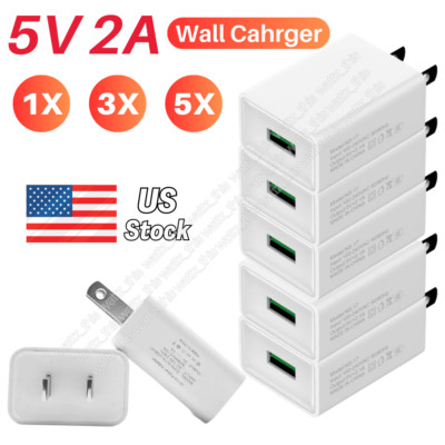 1/3/5Pack Universal 5V 2A USB Wall Charger AC Power Adapter US Charging Plug Lot