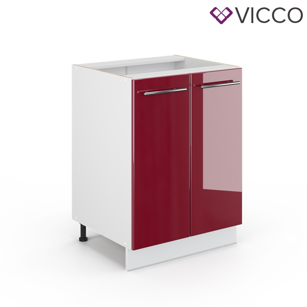 Meuble Bas De Cuisine Fame-Line VICCO - 80 Cm - Blanc/Bordeaux - Neuf