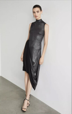 bcbgmaxazria asymmetrical turtleneck dress BCBGMAXAZRIA Asymmetrical Silk Dress – Runway Catalog main image 1
