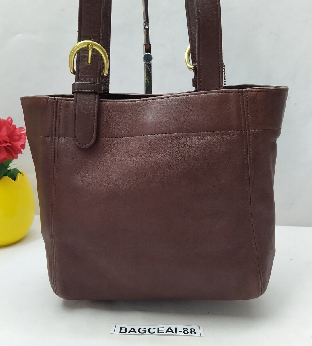 Coach Brown Leather Double Handles Tote Shoulder Bag - Vintage