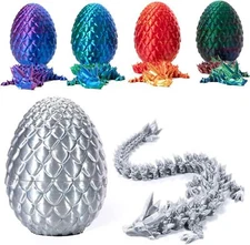 3D Printed Articulated Crystal Dragon Fidget Toys in Egg Home Office Toys Gift