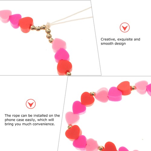 2 Pcs Pink Love Lanyard Handy-Kettenperlen Handy-Lanyard Aus Tonperlen - Zdjęcie 10 z 12