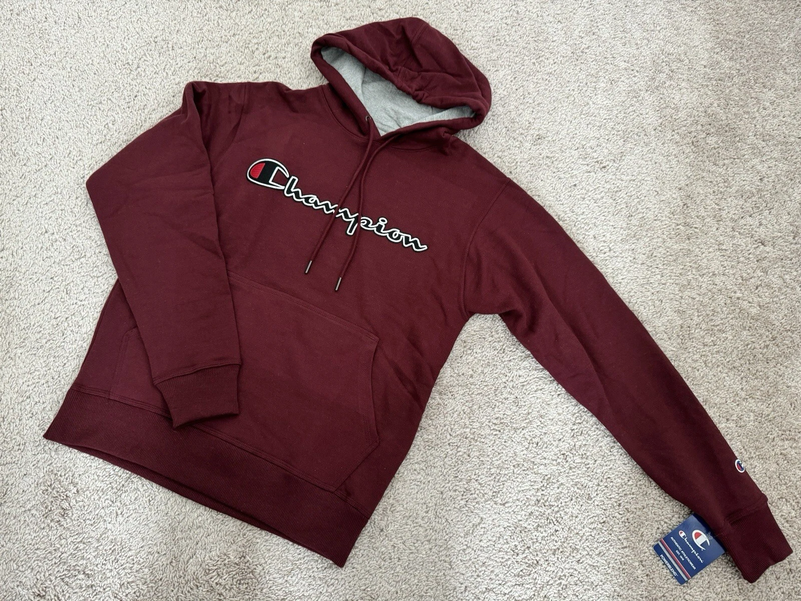 NWT Champion Reverse Weave Mens Hoodie Size S Maroons Pullover Classic Logo