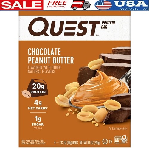 Chocolate Peanut Butter Protein Bars Gluten Free 20g Protein 1g Sugar 4 Count
