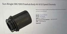 Sun Ringle SRC/SRX Freehub Body Kit 9/10 Speed Chromoly