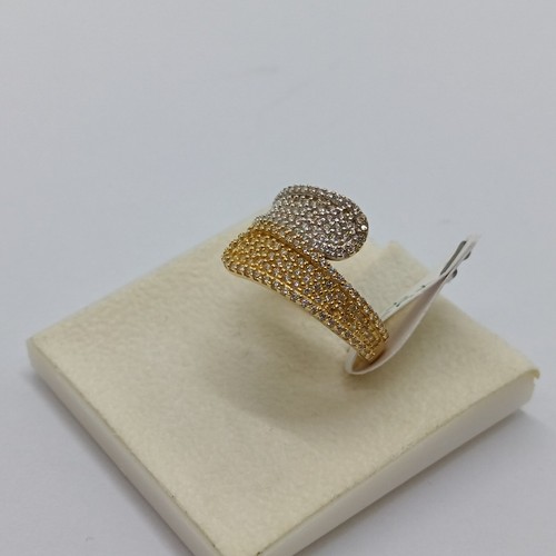 ANELLO DA DONNA CON ZIRCONI IN ORO GIALLO E BIANCO 18KT 4,3 GR. N. 15 (7761) - Foto 7 di 14