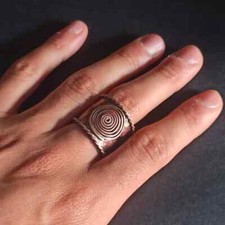 Copper spiral ring, Adjustable copper ring, Hammered copper ring, Ring for men