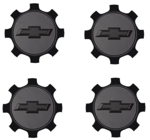 20-26 Chevrolet Silverado 2500 3500 4 Center Cap Set Black Bowtie Logo 84465267