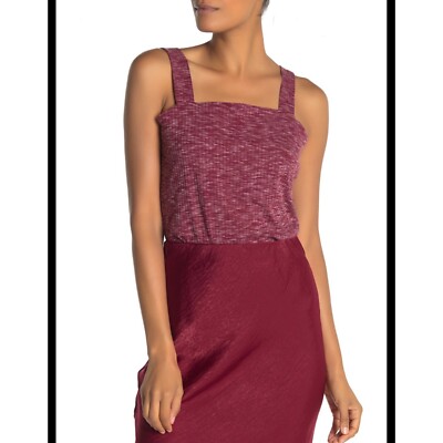 Babeau Ribbed Square Neck Marla Top Plum M