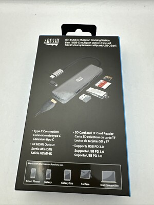 Adesso AUH-4020 6-in-1 USB-C Multiport Docking Station New