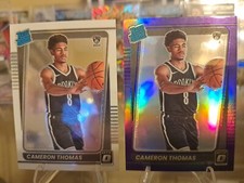 🔥🔥2021-22 Panini Donruss Optic Cameron Thomas Purple Prizm & Base RC #153 Nets