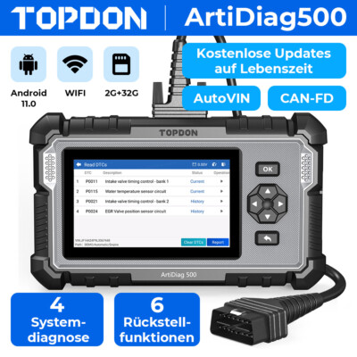 2024 TOPDON AD500 Profi KFZ OBD2 Diagnosegerät Scanner 6 Reset SAS ABS SRS 32G
