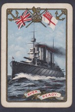 Ever Ready.WW1 Navy Battle Ship.Rare Vintage single Playing Card