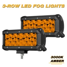 2X 7" LED Work Light Bar 3-Row Combo Pods Driving Reverse Off Road 4WD UTV ATV 