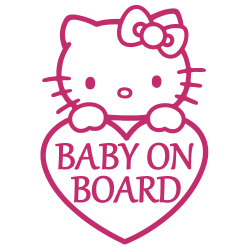 ♡♡ BABY ON BOARD KITTY WITH HEART BOW GIRL CAR WINDOW VINYL