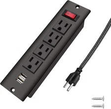 Recessed Power Strip with USB Flush Mount Outlet Desktop Countertop Extension